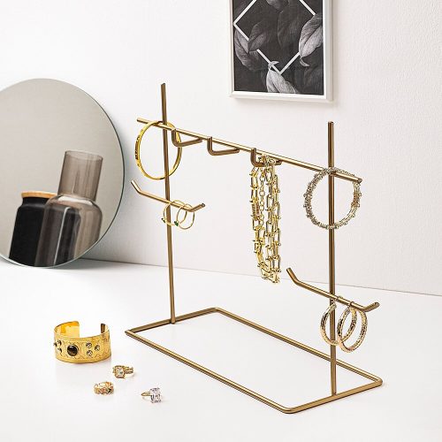 Elegáns arany fém ékszertartó tartó, 31 x 29 x 13 cm | 100% tartós fém | Tökéletes nyakláncok, fülbevalók és kiegészítők rendezésére