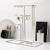 Stílusos króm ékszerállvány rendszerező, 40 x 41 x 15 cm | 100% fém, könnyű, 0,43 kg | Tökéletes az elegáns tároláshoz és megjelenítéshez