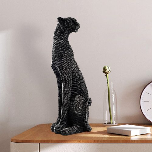 Kézzel festett dekoratív tárgy, fekete, 15 x 43 x 15 cm | 100% poliészter, egyedi színváltozatok | Tökéletes otthoni dekorációhoz és kiemelő darabokhoz