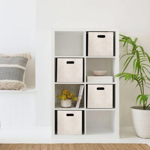 Prémium filc íróasztal rendszerező készlet (4 db), Krém, 24 x 24 x 24 cm | 100% filc, stílusos és funkcionális | Ideális otthoni irodának és tanulmányi szervezésnek
