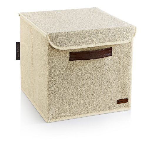 Stílusos filc tárolódoboz, krémszínű, 30 x 30 x 30 cm | 100% frottír, könnyen tisztítható nedves ruhával | Tökéletes otthoni és irodai terek rendezésére