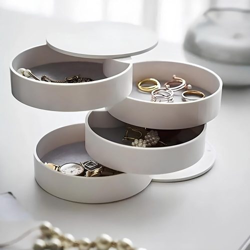 Elegáns fehér ékszerállvány rendszerező, 10 cm átmérőjű, BPA mentes műanyag test | Stílusos és funkcionális tároló nyakláncok, fülbevalók és egyebek számára