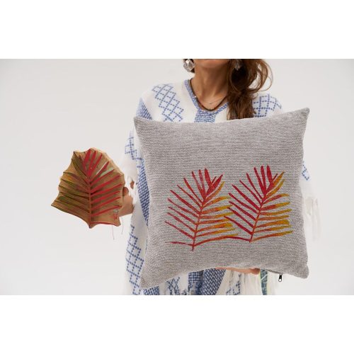 Kézzel készített zsenília párna, szürke, 50 x 50 cm | 100% szálas töltelék | Puha és stílusos dekor nappaliba, hálószobába vagy irodába | Hangulatos Kényelem