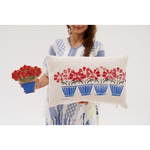 Kézzel készített zsenília párnahuzat, krémszínű, 40 x 60 cm | 100% puha és kényelmes | Tökéletes nappali, hálószoba és elegáns lakberendezéshez