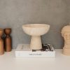 Elegáns talpú tál, 20 cm átmérő x 17 cm magasság, 100% travertin márvány, bézs | Tökéletes otthoni dekorációhoz és középpontokhoz, stílusos és tartós kialakítás