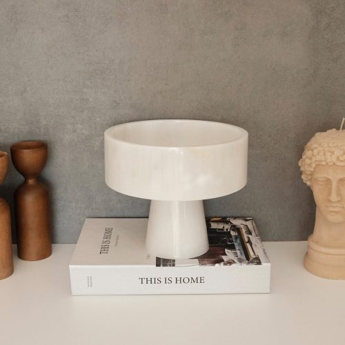 Elegáns Thassos márványtalpú tál, 20 cm átmérő x 17 cm magasság | 100% fehér márvány | Tökéletes otthoni dekorációhoz és étkezőasztal középpontjához