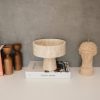 Elegáns talpú tál, 20 cm átmérő x 17 cm magasság, 100% travertin márvány, bézs | Tökéletes otthoni dekorációhoz és középpontokhoz, stílusos és tartós kialakítás