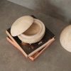 Elegáns bézs travertin márványtál, 13 cm átmérő, 6 cm magasság | 100% természetes kő | Tökéletes lakberendezési és funkcionális használatra