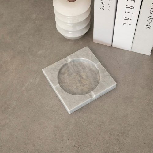 Elegáns veronai szürke márvány hamutartó, 12 x 12 x 2 cm | 100% természetes márvány | Stílusos és funkcionális dizájn otthoni és irodai dekorációhoz