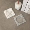 Elegáns márvány hamutartó, 12 x 12 x 2 cm | 100% Sicily Lila & Verona Grey Márvány | Stílusos fehér és szürke dizájn otthoni és irodai dekorációhoz