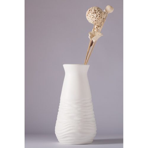Elegáns fehér kerámiaváza, 14 x 14 x 28 cm | 100% kerámia, tökéletes lakberendezéshez és virágdíszekhez | Stílusos és modern dizájn