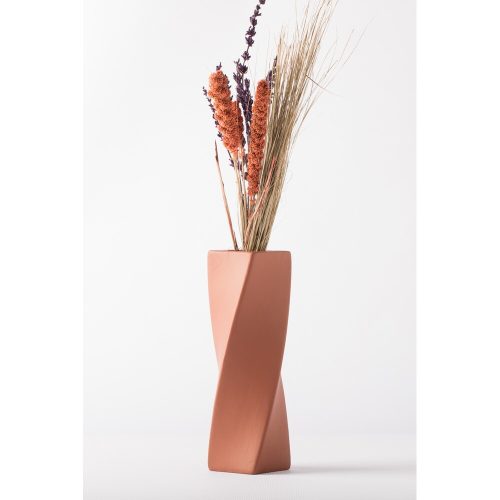Elegáns cseréppiros kerámiaváza, 8 x 8 x 21 cm | 100% kerámia, tökéletes lakberendezéshez és virágdíszekhez | Stílusos és tartós dizájn