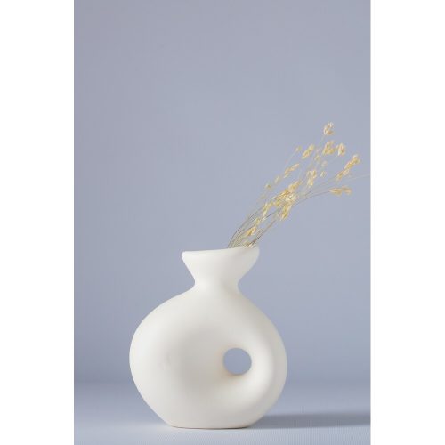 Elegáns csontszínű kerámia váza, 7 x 14 x 16 cm | 100% kerámia | Tökéletes lakberendezési tárgyakhoz, középpontokhoz és virágdíszekhez, stílusos és tartós
