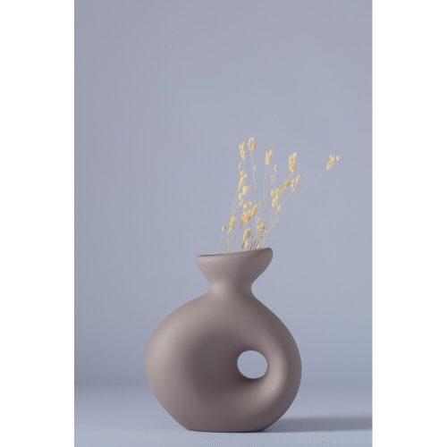 Elegáns Mink kerámia váza, 7 x 14 x 16 cm | 100% kiváló minőségű kerámia | Tökéletes lakberendezéshez és virágdíszekhez, stílusos és tartós kialakítás