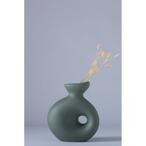 Elegáns zöld kerámiaváza, 7 x 14 x 16 cm | 100% kerámia | Tökéletes lakberendezési tárgyakhoz, dísztárgyakhoz és virágdíszekhez | Stílusos és tartós dizájn