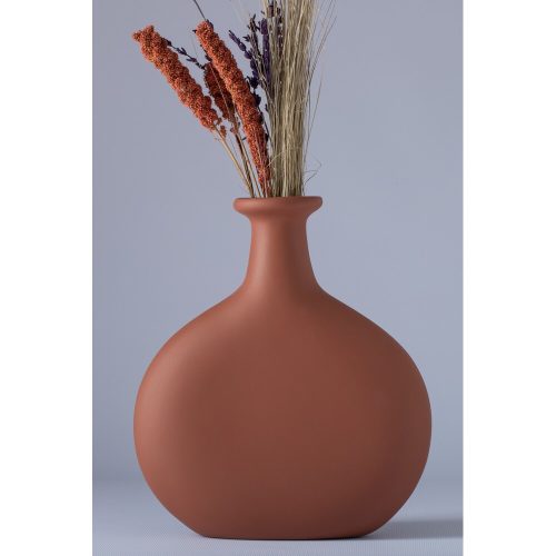Elegáns cseréppiros kerámiaváza, 7,5 x 7 x 25 cm | 100% kerámia | Tökéletes lakberendezési tárgyakhoz, dísztárgyakhoz és virágdíszekhez | Stílusos és tartós