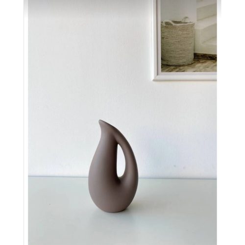 Elegáns Mink kerámia váza, 6 x 9 x 17 cm | 100% kerámia | Tökéletes lakberendezéshez és virágdíszekhez | Stílusos és modern dizájn