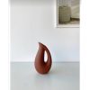 Elegáns barna kerámiaváza, 6 x 9 x 17 cm | 100% kerámia, tökéletes lakberendezéshez és virágdíszekhez | Stílusos és tartós dizájn