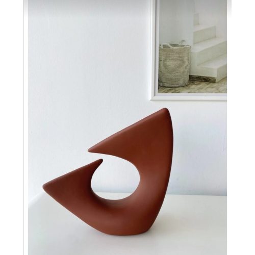Elegáns cseréppiros kerámiaváza, 28 x 11,5 x 28 cm | 100% kiváló minőségű kerámia | Tökéletes lakberendezéshez és virágdíszekhez, stílusos és tartós