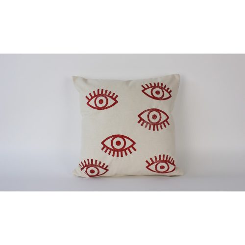 Kézzel készített bársonypárna (50 x 50 cm), krémszínű, szilikon töltelék | 100% Luxus Velvet | Tökéletes otthoni dekorációhoz és kényelemhez