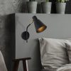 Elegáns fekete falilámpa, fém ház, 10 x 12 cm, magasság 100 cm, E14 Max 40W, IP20 | Elbűvölő szállodai stílusú világítás a modern terekhez