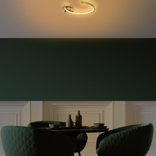 Elegáns arany csillár, fém test, 46 x 33 x 6 cm | Integrált LED 12W 3000K | Stílusos világítótest a modern lakberendezéshez | IP20 besorolású, tartós fém alaplap, tökéletes nappaliba és étkezőbe