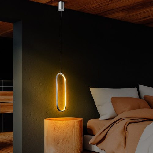 Elegáns krómcsillár, fém test, állítható magasság 60-110 cm, szélesség 17 cm, LED 16W 3000K, IP20 | Modern világítótestek nappaliba, étkezőbe és bejáratba, stílusos és funkcionális dizájn