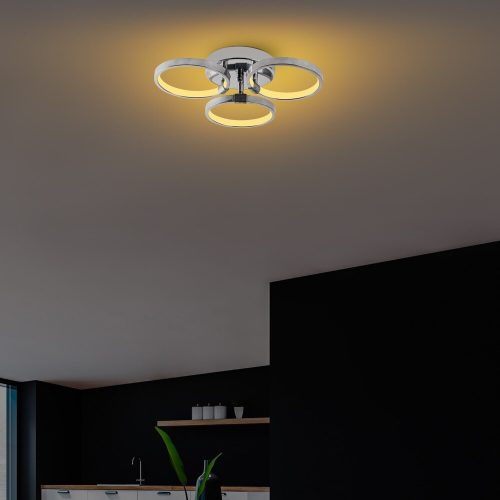 Elegáns krómcsillár, fém test, 37 x 32 x 9 cm | SMD LED 18W 3000K | Stílusos világítótest a modern lakberendezéshez, IP20 besorolású, tökéletes nappaliba és étkezőbe