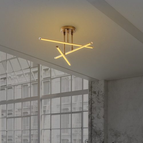 Elegáns arany csillár, fém test, 51 x 26 x 51 cm | SMD LED 18W 3000K | Stílusos világítótestek nappaliba, étkezőbe és bejárathoz | Tartós fém alaplap, IP20 besorolású, modern kialakítás