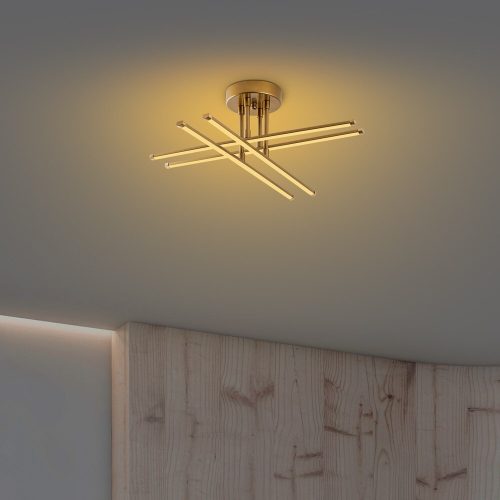 Elegáns arany csillár, fém test, 61 x 22 x 61 cm | SMD LED 28W 3000K | Stílusos világítótest a modern lakberendezéshez | Tartós fém alaplap, IP20 besorolású, tökéletes nappaliba és étkezőbe
