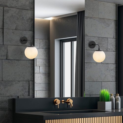 Modern fekete fali lámpa, MDF ház, 60 x 12 x 33 cm, E27 aljzat (max. 40 W), IP20, dugaszolható, lézerrel vágott kivitel, stílusos és funkcionális világítás bármilyen helyre