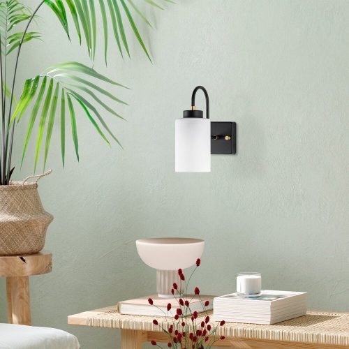 Modern fekete fali lámpa, MDF ház, 60 x 12 x 33 cm, E27 aljzat (max. 40 W), IP20, dugaszolható, lézerrel vágott kivitel, stílusos és funkcionális világítás bármilyen helyre