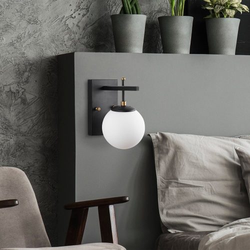 Modern fekete fali lámpa, MDF ház, 60 x 12 x 33 cm, E27 aljzat (max. 40 W), IP20, dugaszolható, lézerrel vágott kivitel, stílusos és funkcionális világítás bármilyen helyre