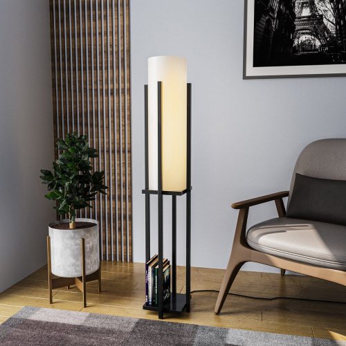 Modern fekete fali lámpa, MDF ház, 60 x 12 x 33 cm, E27 aljzat (max. 40 W), IP20, dugaszolható, lézerrel vágott kivitel, stílusos és funkcionális világítás bármilyen helyre