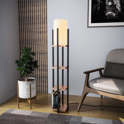 Modern fekete fali lámpa, MDF ház, 60 x 12 x 33 cm, E27 aljzat (max. 40 W), IP20, dugaszolható, lézerrel vágott kivitel, stílusos és funkcionális világítás bármilyen helyre