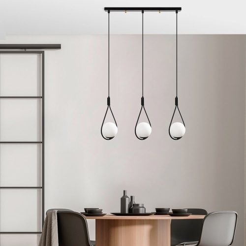 Ipari skandináv csillár, fekete fém test, 32 x 32 cm, magasság 78 cm, E27 aljzat Max. 40W, 90 cm Kábel | Stílusos világítás modern terekbe