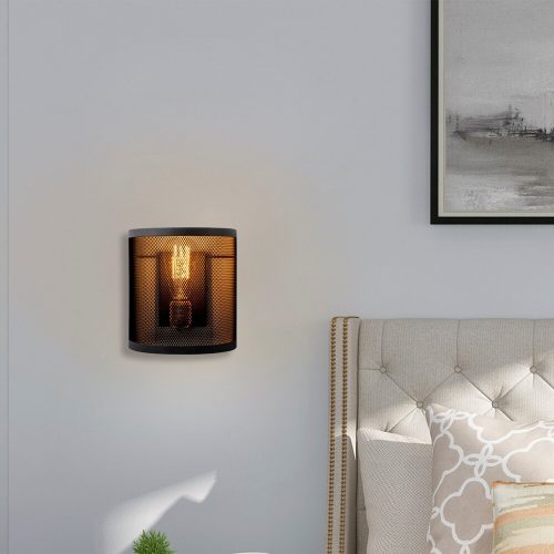 Elegáns fekete falilámpa, fém ház, 10 x 12 cm, magasság 100 cm, E14 Max 40W, IP20 | Elbűvölő szállodai stílusú világítás a modern terekhez