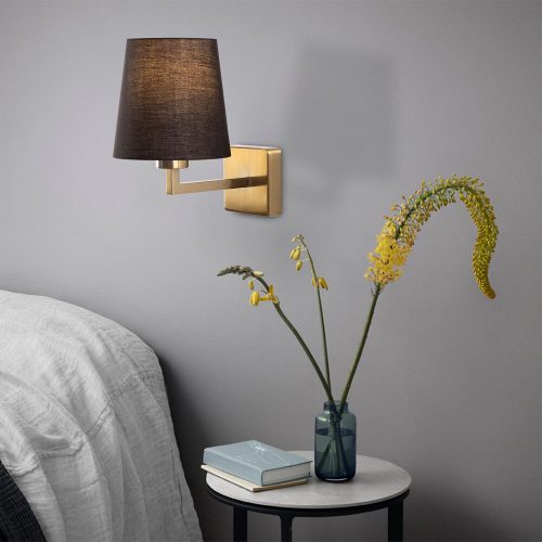 Modern fekete fali lámpa, MDF ház, 60 x 12 x 33 cm, E27 aljzat (max. 40 W), IP20, dugaszolható, lézerrel vágott kivitel, stílusos és funkcionális világítás bármilyen helyre