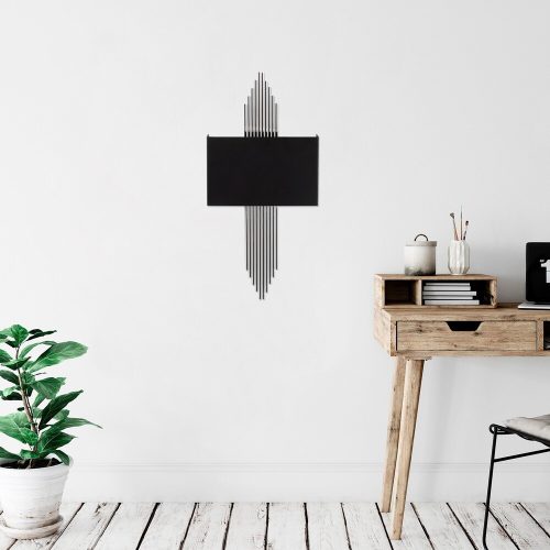 Modern fekete fali lámpa, MDF ház, 60 x 12 x 33 cm, E27 aljzat (max. 40 W), IP20, dugaszolható, lézerrel vágott kivitel, stílusos és funkcionális világítás bármilyen helyre