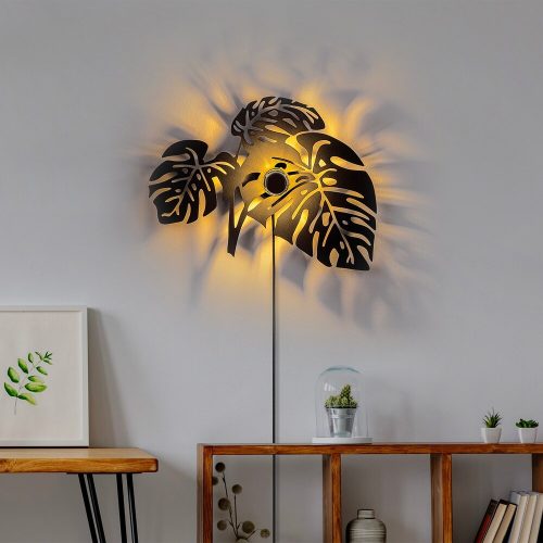 Elegáns fekete falilámpa, fém ház, 10 x 12 cm, magasság 100 cm, E14 Max 40W, IP20 | Elbűvölő szállodai stílusú világítás a modern terekhez