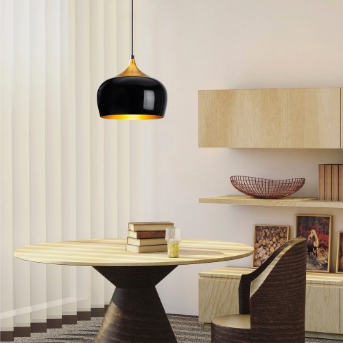 Elegáns fekete csillár, 30 x 30 cm, magasság 123 cm | Fém ház, E27 aljzat (max. 40W) | 90 cm Kábel | Glam & skandináv design | Tökéletes modern nappalikba és étkezőkbe