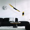 Elegáns fekete csillár, fém test, 100 x 8 cm, magasság: 104 cm | Állítható magasságú, 2 x E14 Max 40W | Glam skandináv dizájn modern terekhez