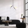 Ipari skandináv csillár, fekete fém test, 43 x 15 cm, magasság: 74 cm | 2 x E27 Max 40W | Elegáns üvegkupak, IP20 | Tökéletes modern lakóterekbe és étkezőkbe