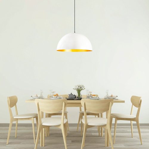 Skandináv csillár, fehér fém test, 60 x 60 cm, magasság 126 cm, 90 cm kábel, E27 aljzat max 40 W, elegáns és modern dizájn otthoni dekorációhoz, IP20 besorolás, tökéletes nappaliba és étkezőbe