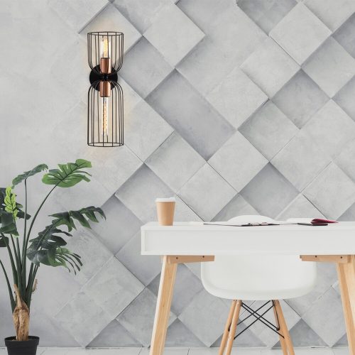 Ipari fali lámpa, fekete és vintage, 17 x 25 cm, magasság 36 cm | Fém ház, E27 Socket Max 40W | Stílusos világítás modern terekbe