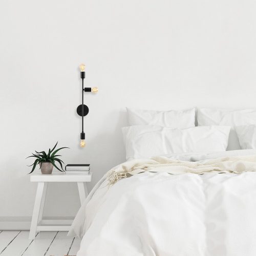 Ipari fali lámpa, fekete és vintage, 17 x 25 cm, magasság 36 cm | Fém ház, E27 Socket Max 40W | Stílusos világítás modern terekbe