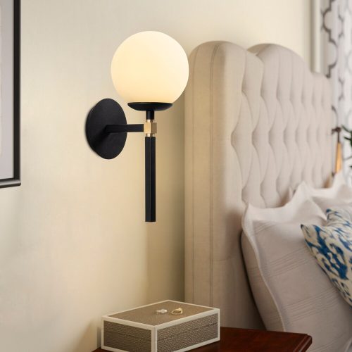 Ipari fali lámpa, fekete és vintage, 17 x 25 cm, magasság 36 cm | Fém ház, E27 Socket Max 40W | Stílusos világítás modern terekbe