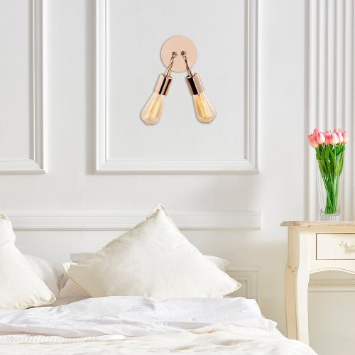 Modern réz fali lámpa, 14 cm átmérő, 20 cm magasság | Fém ház, 2 x E27 aljzat, IP20 | Stílusos és elbűvölő világítás otthoni dekorációhoz