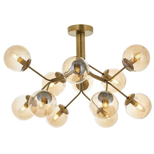 Elegáns Vintage csillár, fém test, 60 cm magasság, 80 cm átmérő | 12 x E14 Max 40W | Modern Glam ipari skandináv dizájn otthoni dekorációhoz