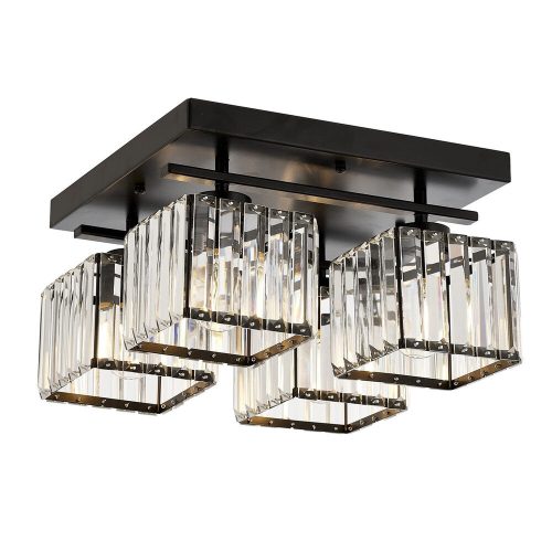 Elegáns Vintage csillár, fekete fém test, 22 cm magas, 40 cm szélesség | 4 x E27 Max 40W | Elbűvölő design modern otthonokhoz és szállodákhoz